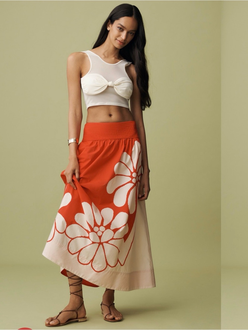 Farm Rio Printed Poplin Midi Skirt